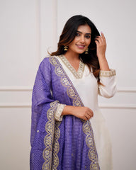 Dola Silk Suit with Handwork Blue